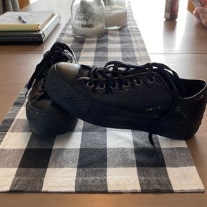 Black sequin Converse platform sneakers